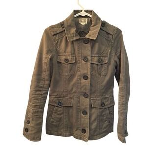Converse One Star Utility Military Jacket Button Up Cargo Coat Green/Gray XS
